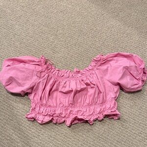 Pink Ruffled Off-Shoulder Top Zara